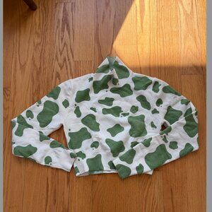 Green and white Zara crop turtleneck sweater